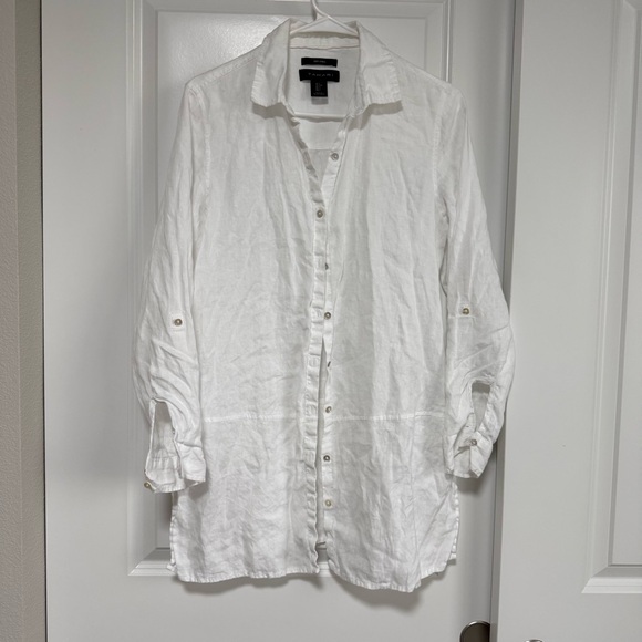 Tahari Tops - Tahari White Linen Shirt Button Down Top Womens S